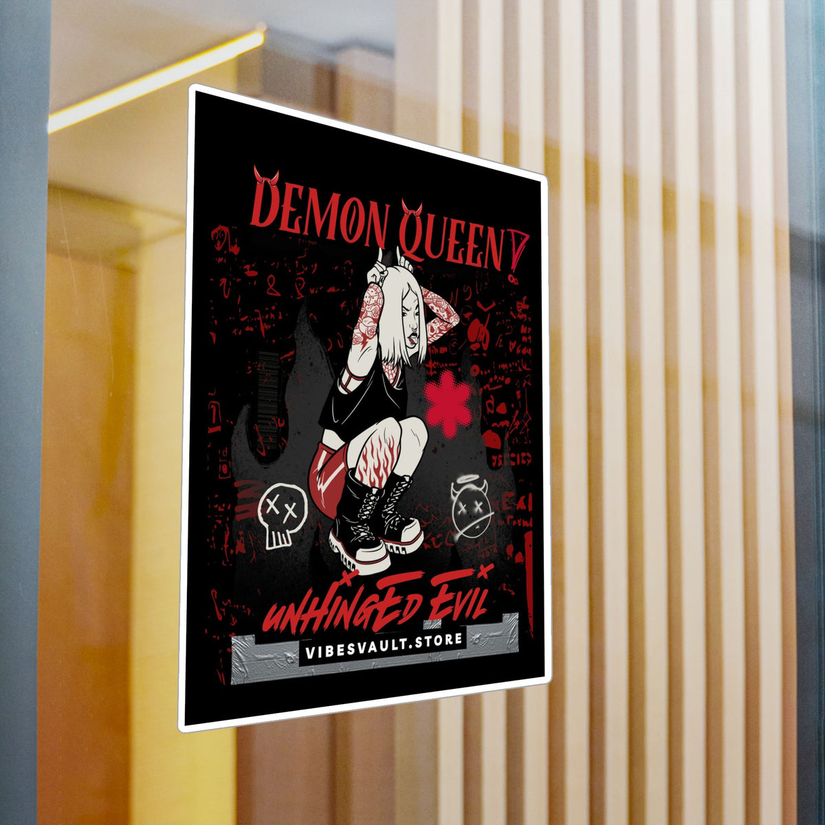 Demon Queen Kiss-Cut Vinyl Decal — Gothic Punk Sticker ("Unhinged Evil")— Halloween 2026