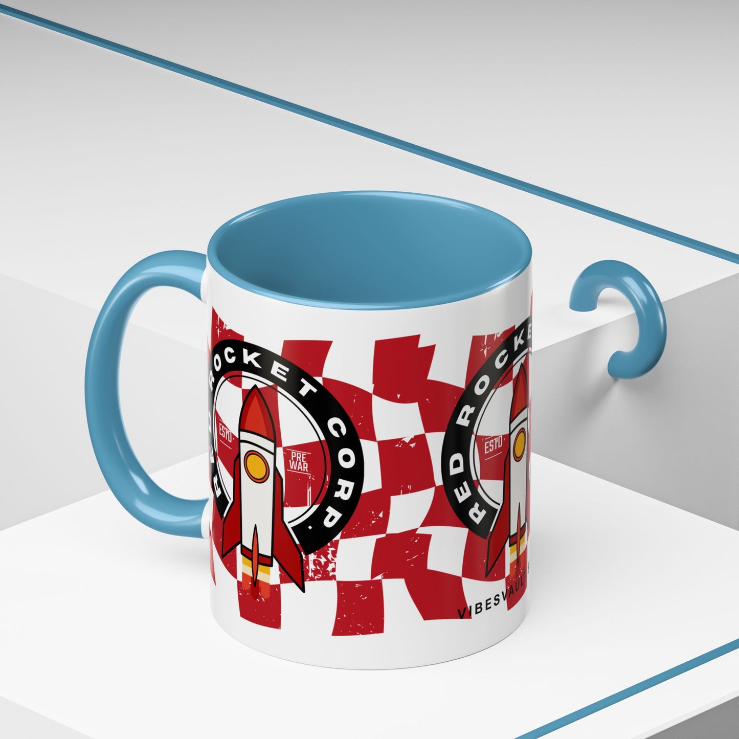 Coffee Mug — Red Rocket Corp Retro Rocket Logo Accent Mug (11/15oz)