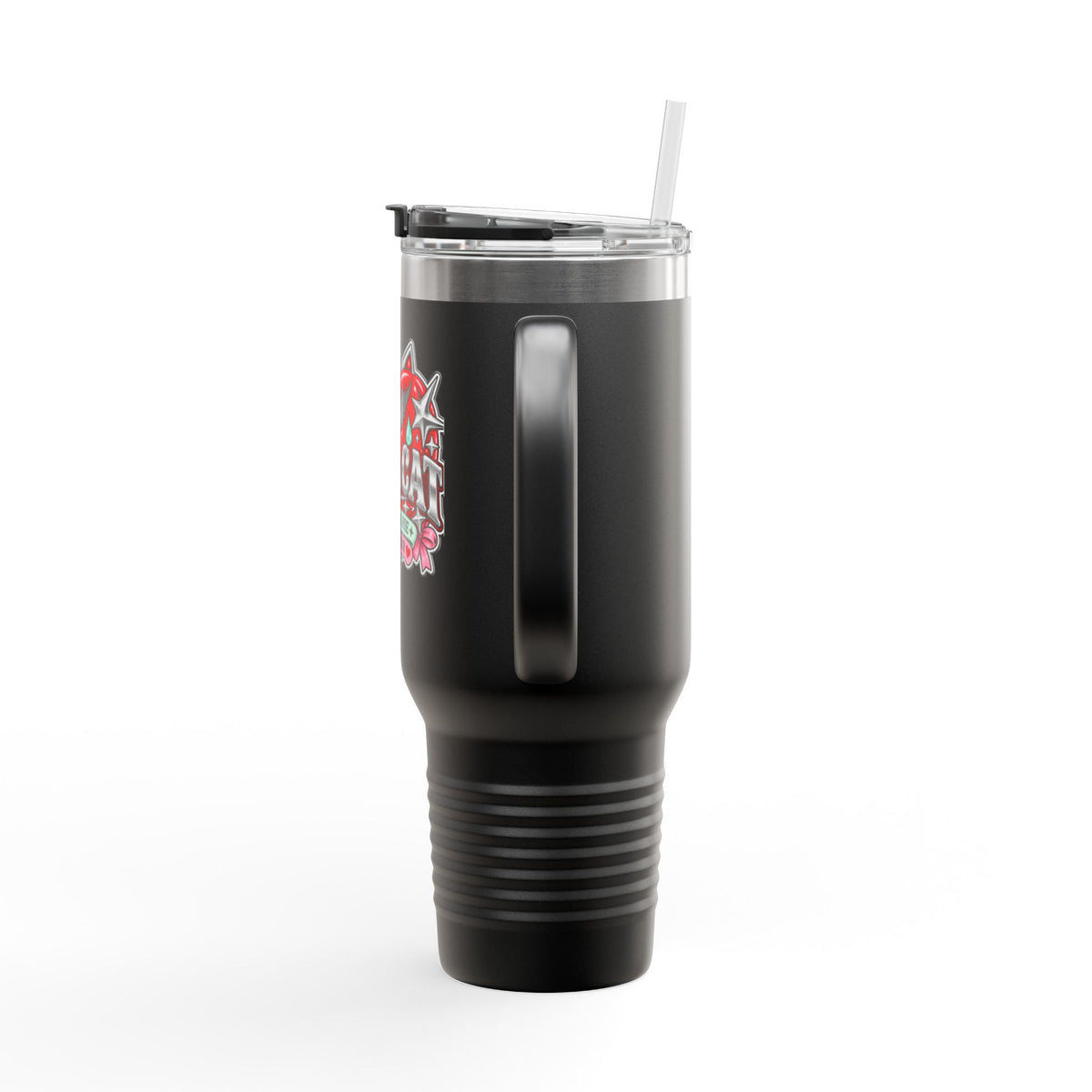 Red Heart Chrome Eye Insulated Travel Mug 40oz