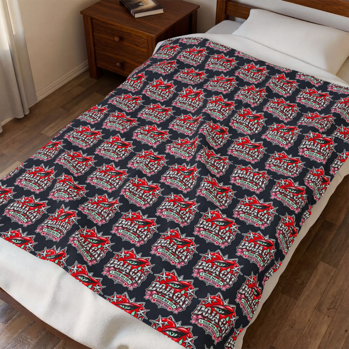 Red Heart Chrome Eye Velveteen Plush Blanket