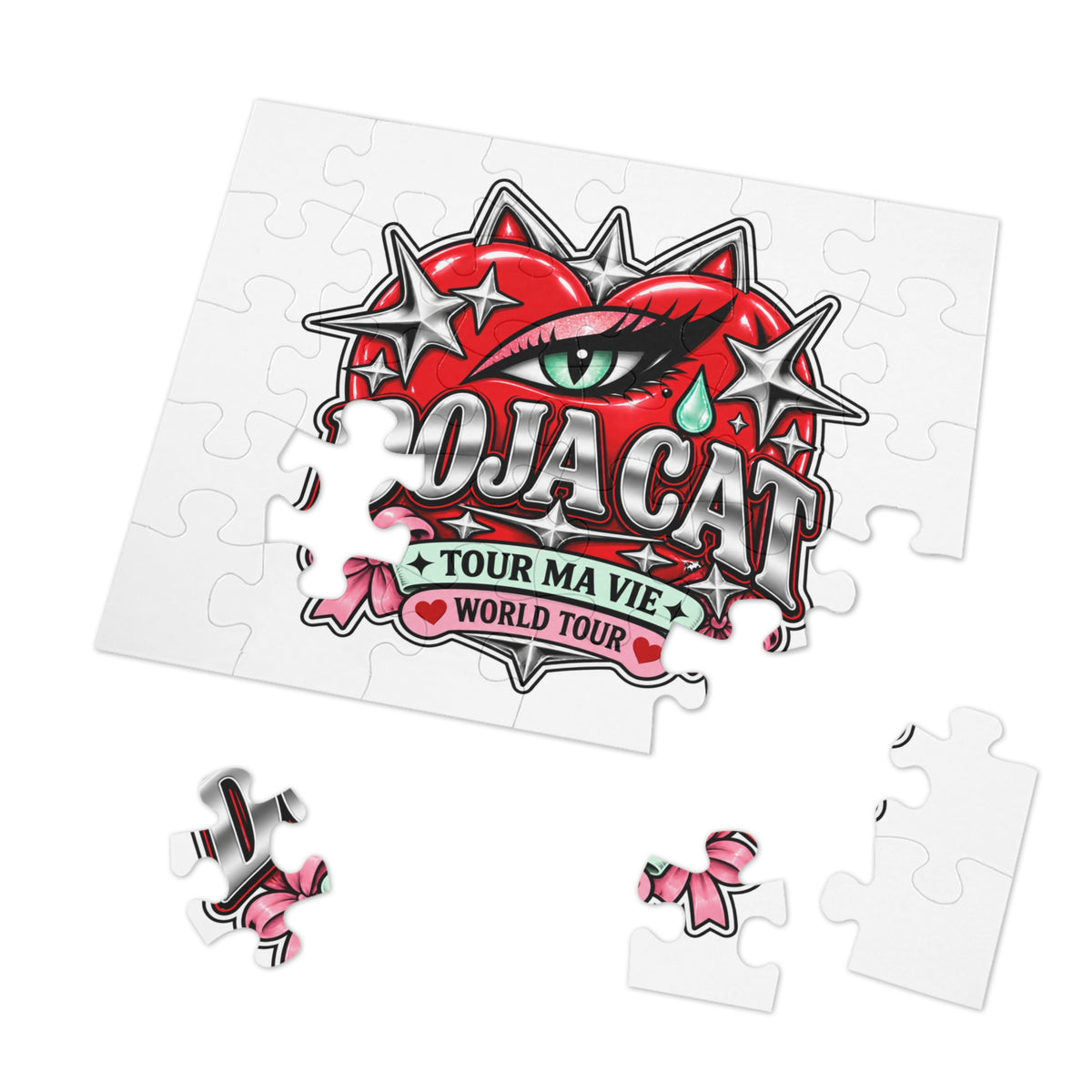 Red Heart Chrome Eye Jigsaw Puzzle with Tin