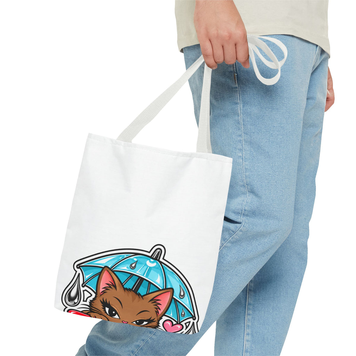 Brown Cat Umbrella All-Over Print Tote Bag