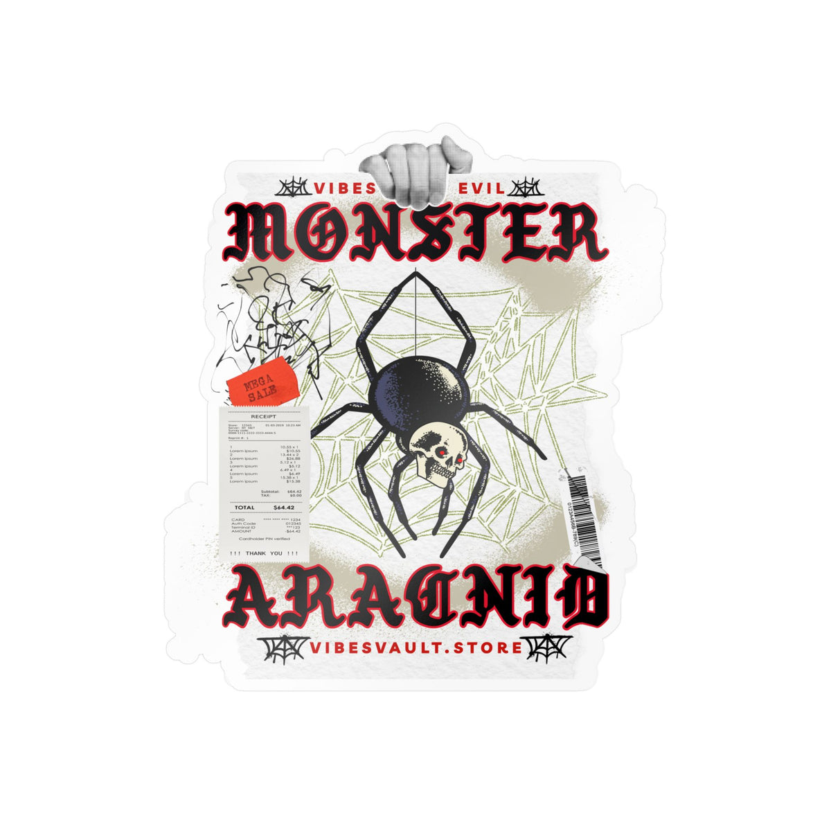Monster Arachnid Kiss-Cut Vinyl Sticker — Gothic Spider Decal — Halloween 2026