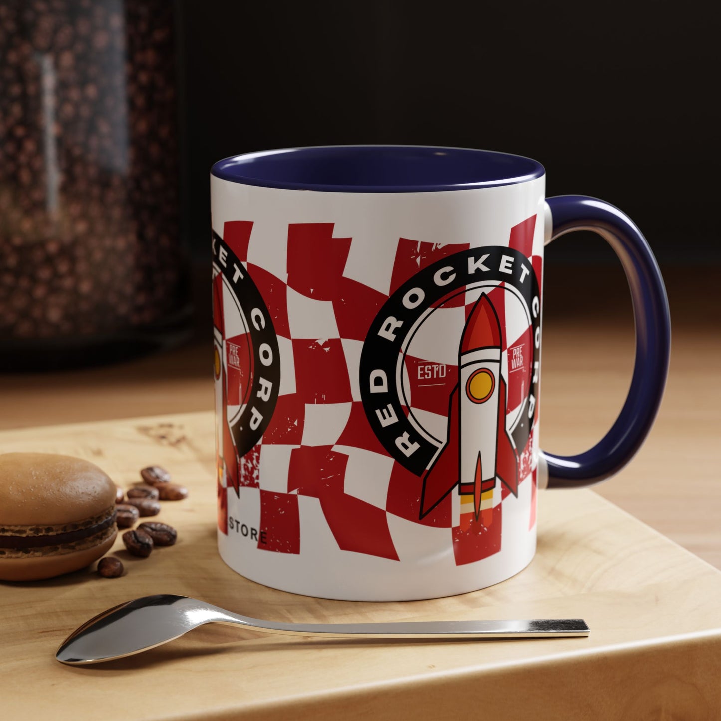 Coffee Mug — Red Rocket Corp Retro Rocket Logo Accent Mug (11/15oz)