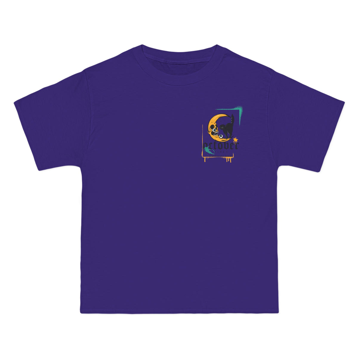 October Crescent Moon and Black Cat - T-shirt Top - Graphic Tee - Fall 2026