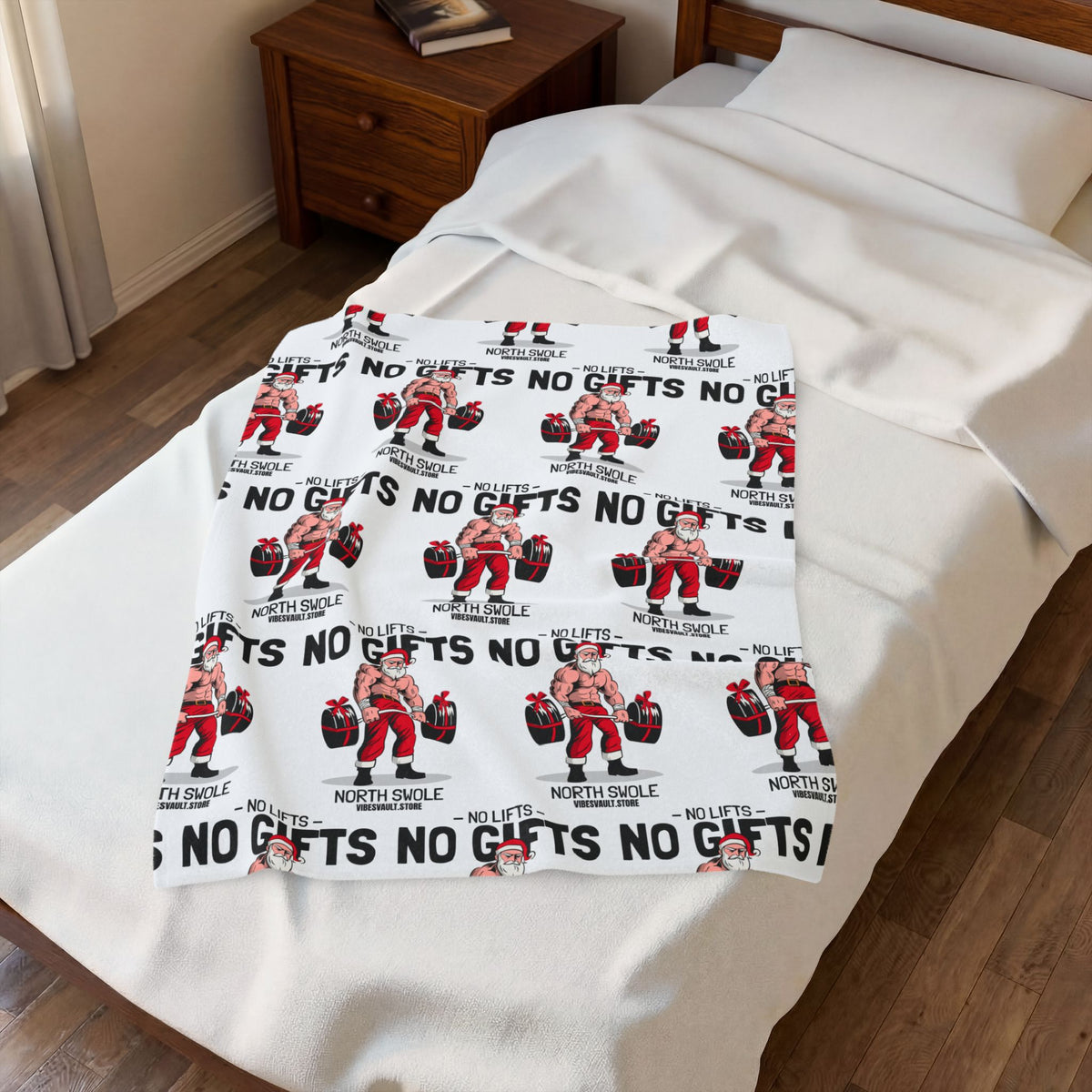 No Lifts No Gifts Santa Velveteen Plush Blanket