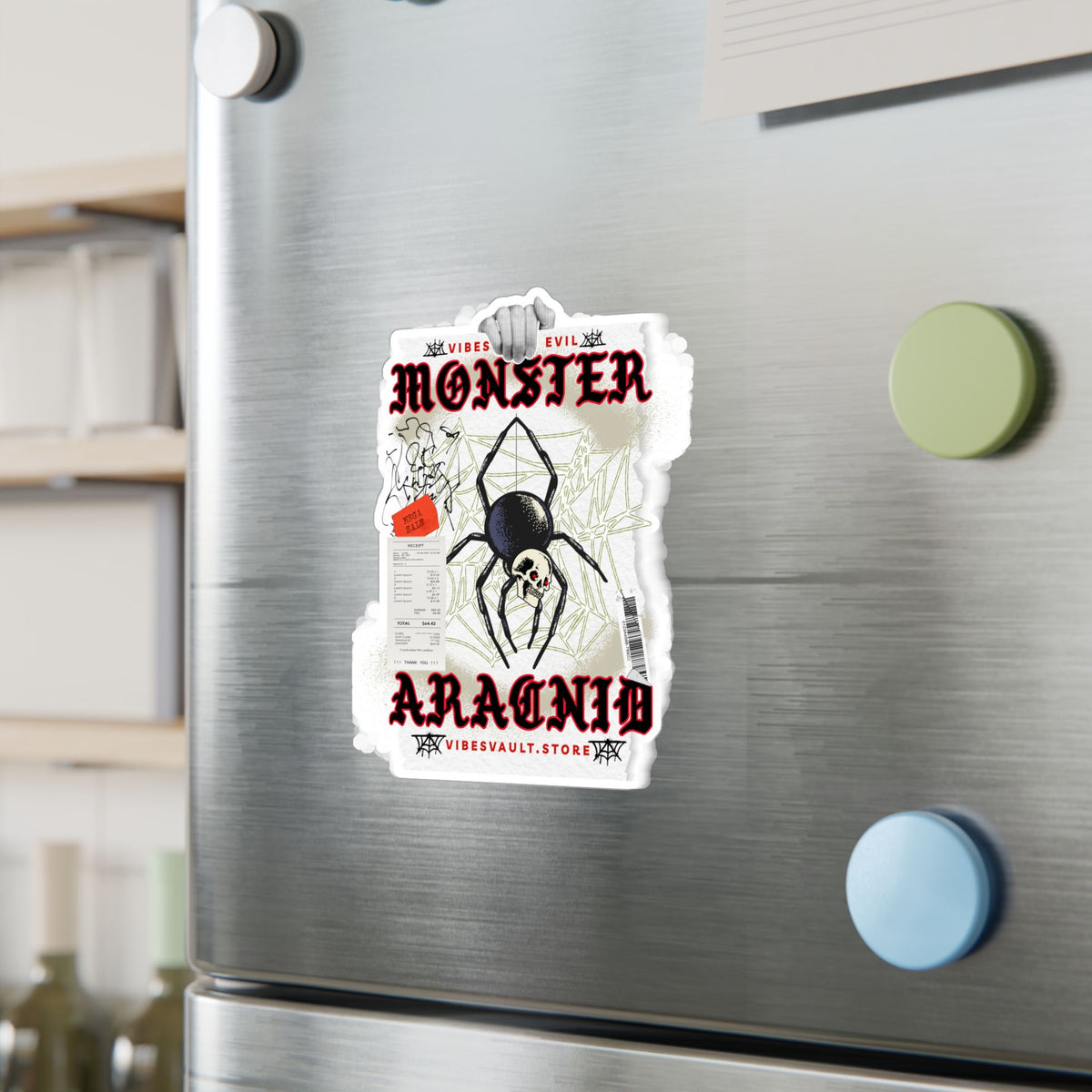 Monster Arachnid Kiss-Cut Vinyl Sticker — Gothic Spider Decal — Halloween 2026