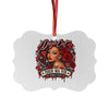 Red Roses Chrome Portrait Aluminum Ornaments