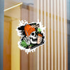 Skull Coffee Sticker — Halloween Skull with Beanie & Pumpkin Kiss-Cut Vinyl Decal— Halloween 2026
