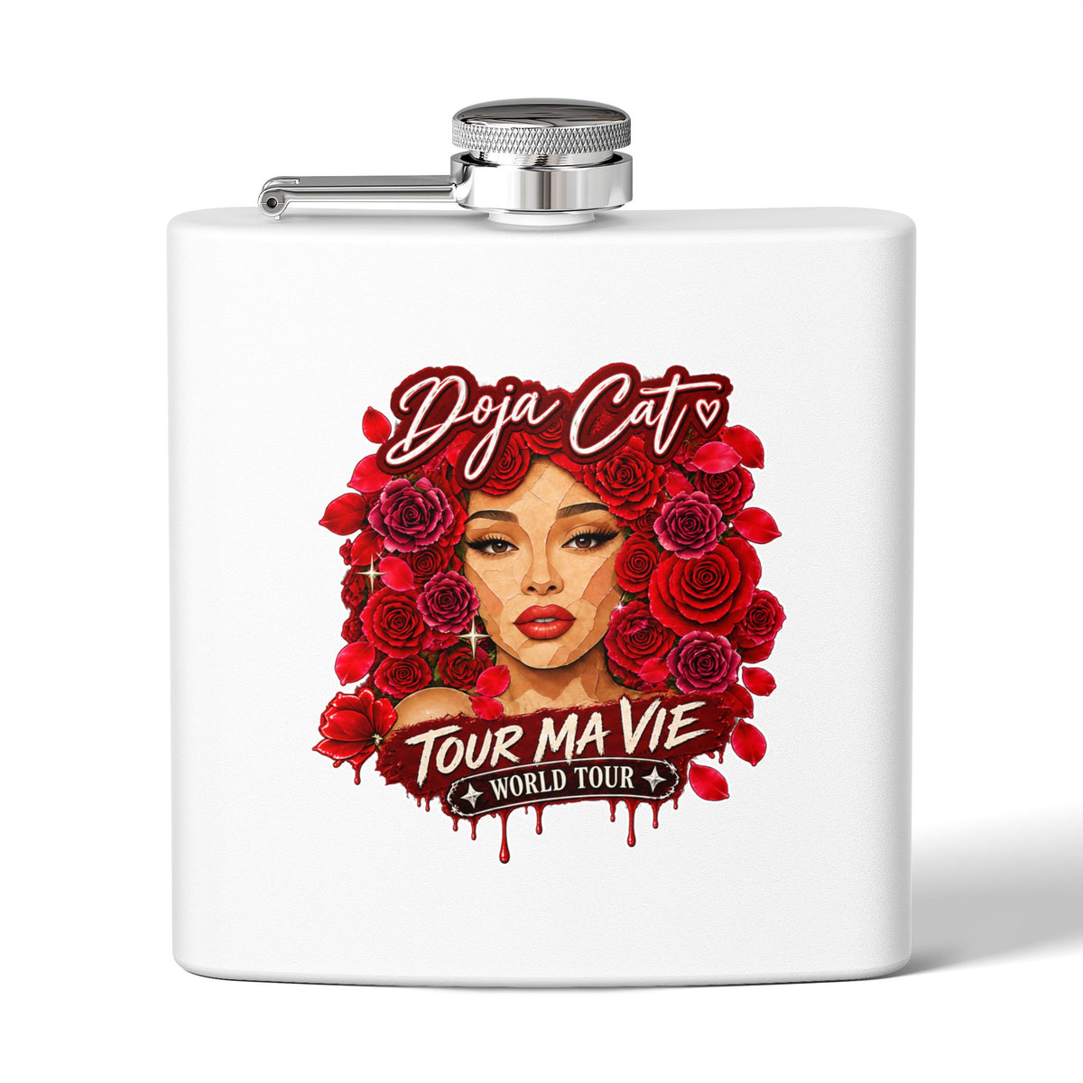 Rose Mosaic Portrait Stainless Steel Flask 6oz