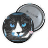 Black Halloween Cat with Blue Eyes Badge Pin Button - Fall Halloween 2026
