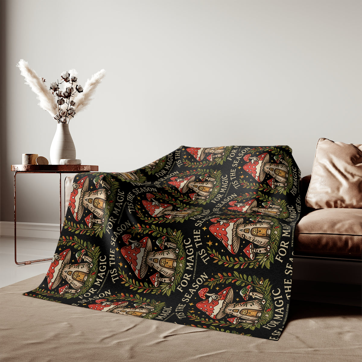 Fungi Magic Is in the Season Mushroom Holiday Sweatshirt Blanket