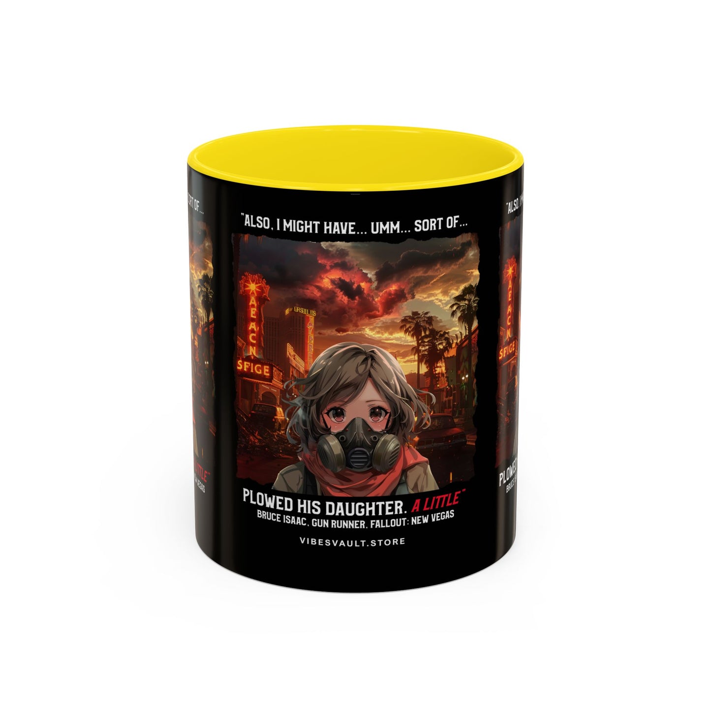 Post-Apocalyptic Anime Coffee Mug — 'Also, I Might Have...Umm...Sort Of' Gas Mask Girl