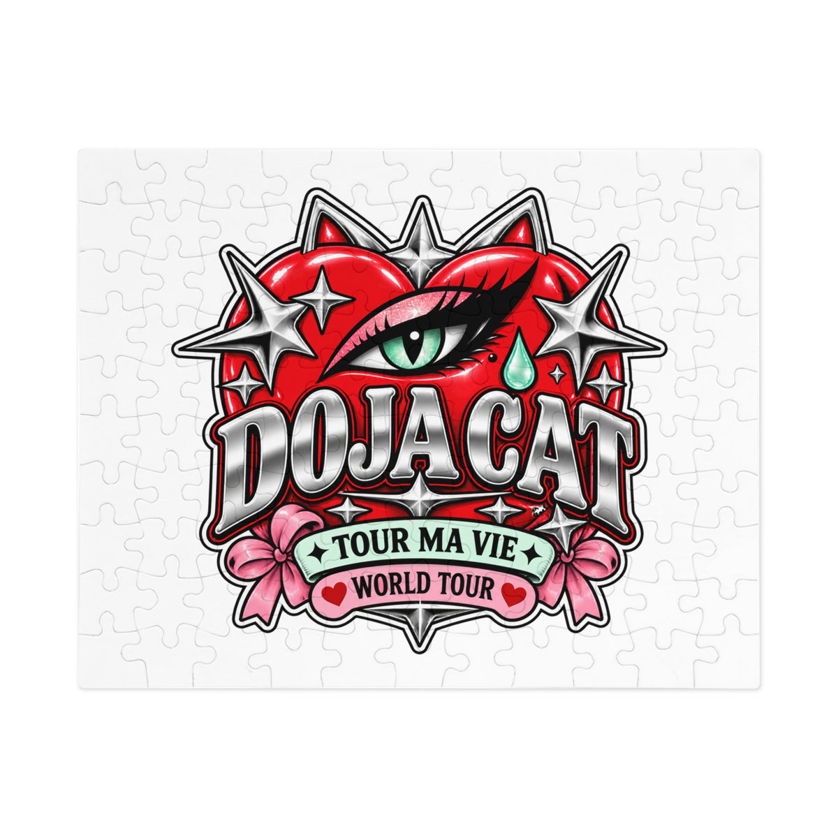 Red Heart Chrome Eye Jigsaw Puzzle with Tin