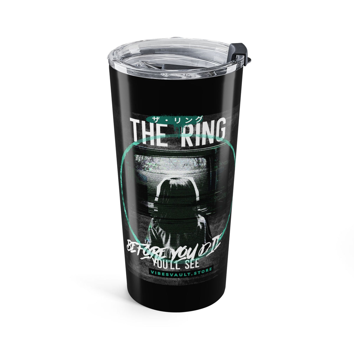 20oz Travel Tumbler - 'The Ring' Horror Movie Graphic Insulated Cup— Halloween 2026