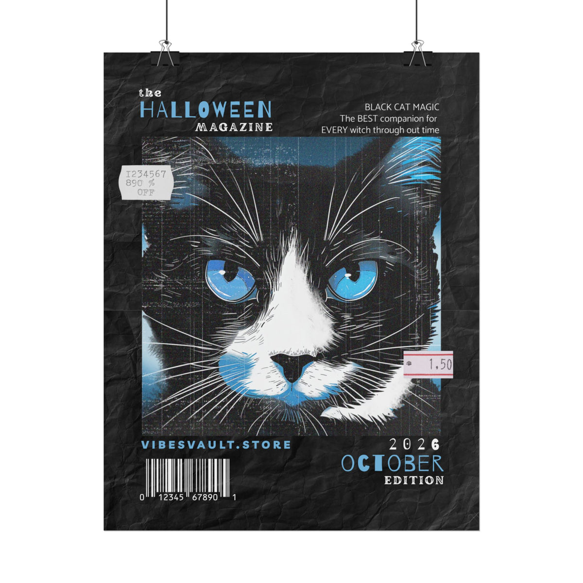 Halloween Cat Poster - "Black Cat Magic" October Magazine Cover