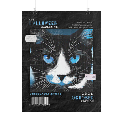 Halloween Cat Poster - "Black Cat Magic" October Magazine Cover