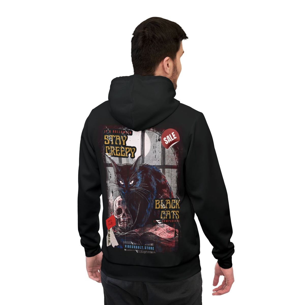 Black Cats Stay Creepy Halloween Athletic Hoodie