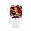 Red Roses Chrome Portrait Slim Can Cooler