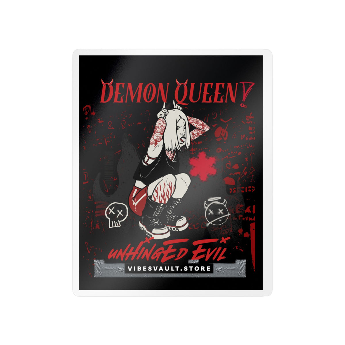 Demon Queen Kiss-Cut Vinyl Decal — Gothic Punk Sticker ("Unhinged Evil")— Halloween 2026