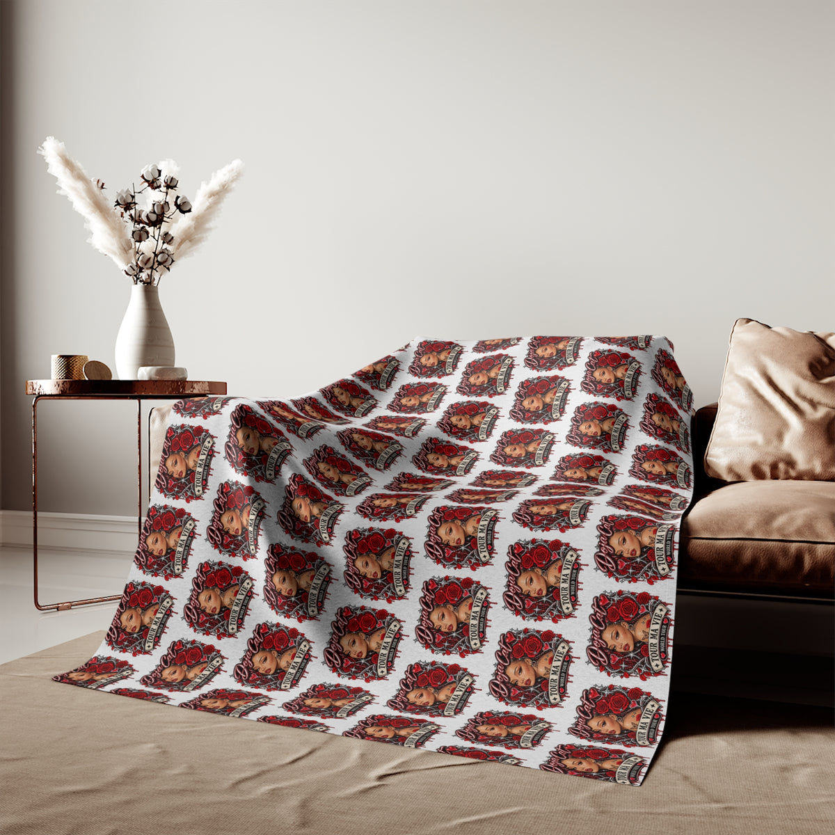 Red Roses Chrome Portrait Sweatshirt Blanket