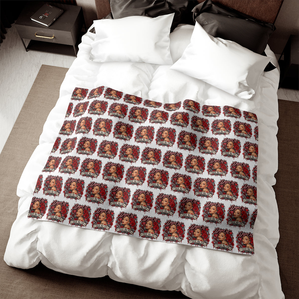 Red Roses Chrome Portrait Sweatshirt Blanket