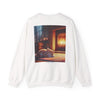 Crewneck Sweatshirt — Cozy Cat by the Fireplace Graphic