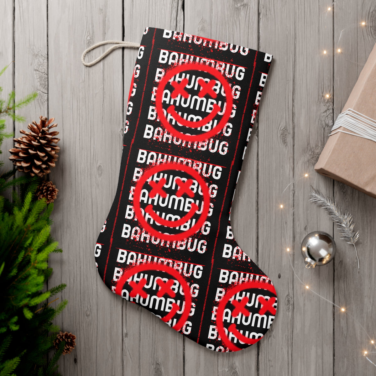 HOLIDAY Bah Humbug Santa Stocking