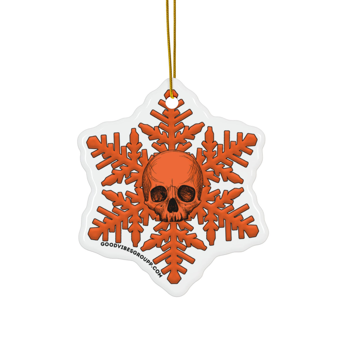 Orange Skull Snowflake Christmas Ornament 1pc, 3pcs, 5pcs, or 10pcs