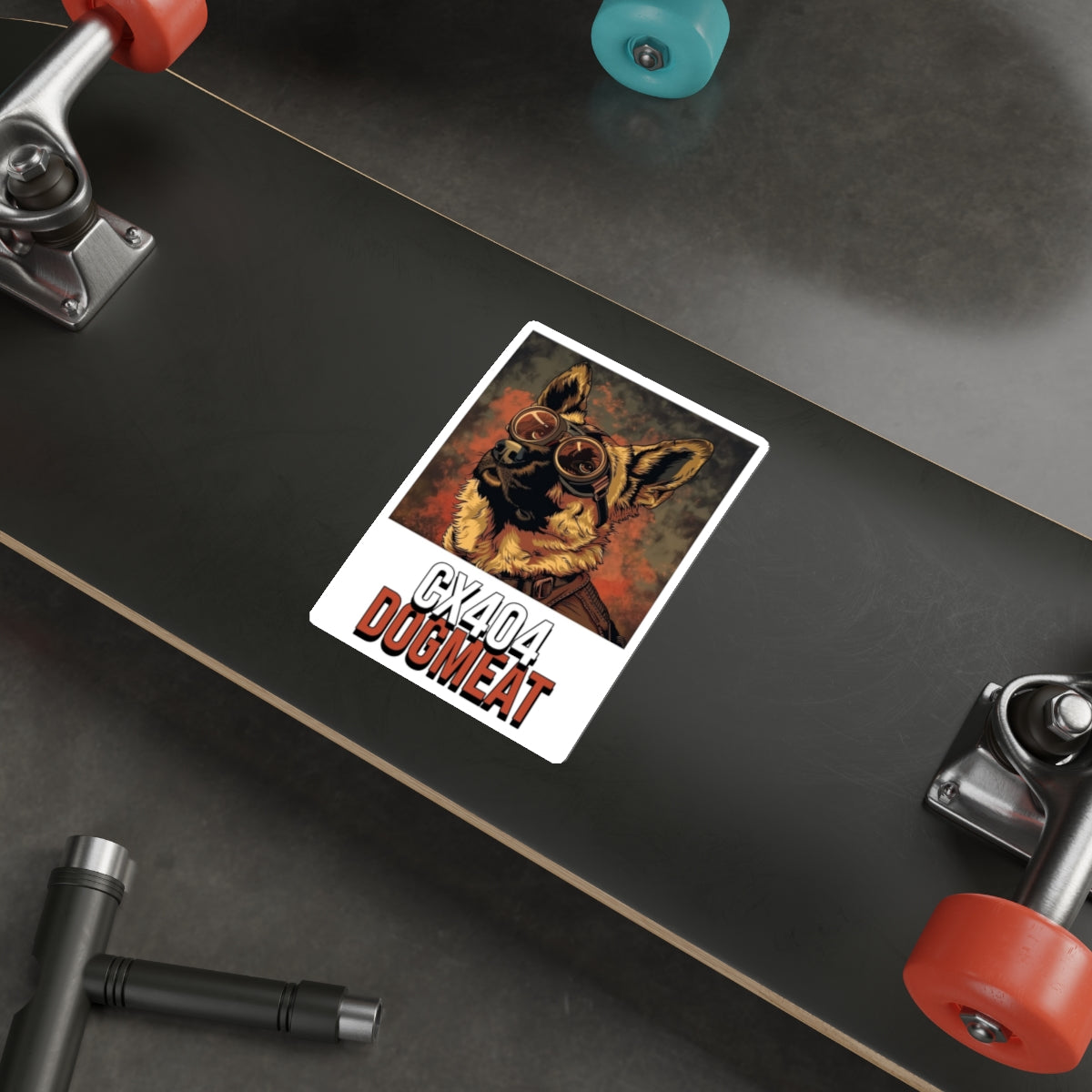 Fallout Inspired Dogmeat CX404 Sticker — Retro Pilot German Shepherd Die-Cut Sticker