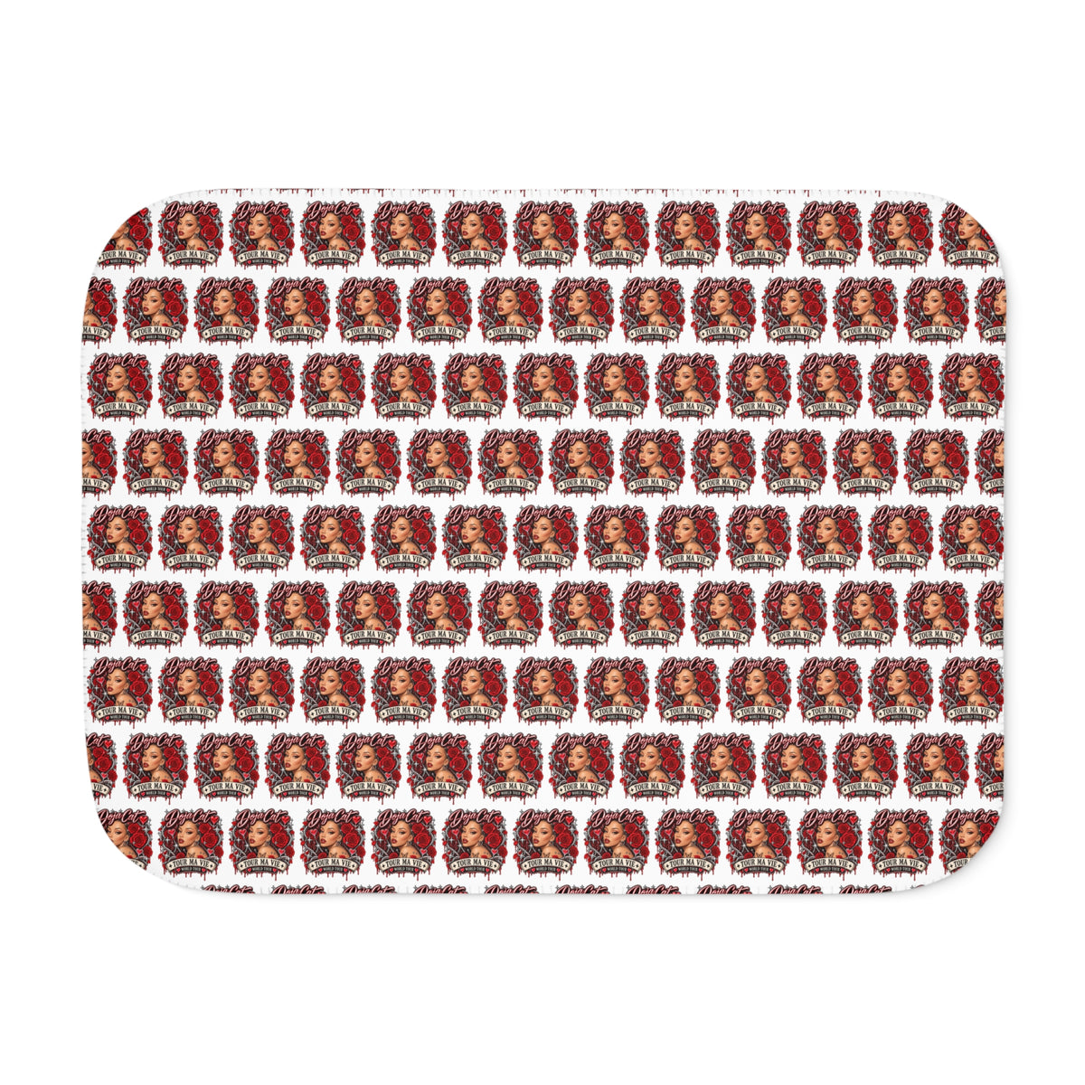 Red Roses Chrome Portrait Sherpa Blanket