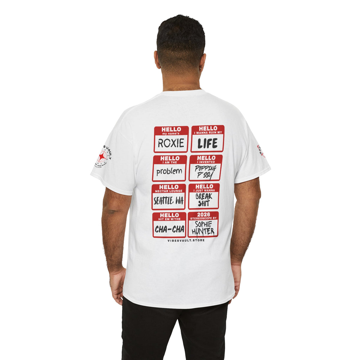 Sophie Hunter Graphic Tee — "Hello Problem" Personalized Back-Print T-Shirt