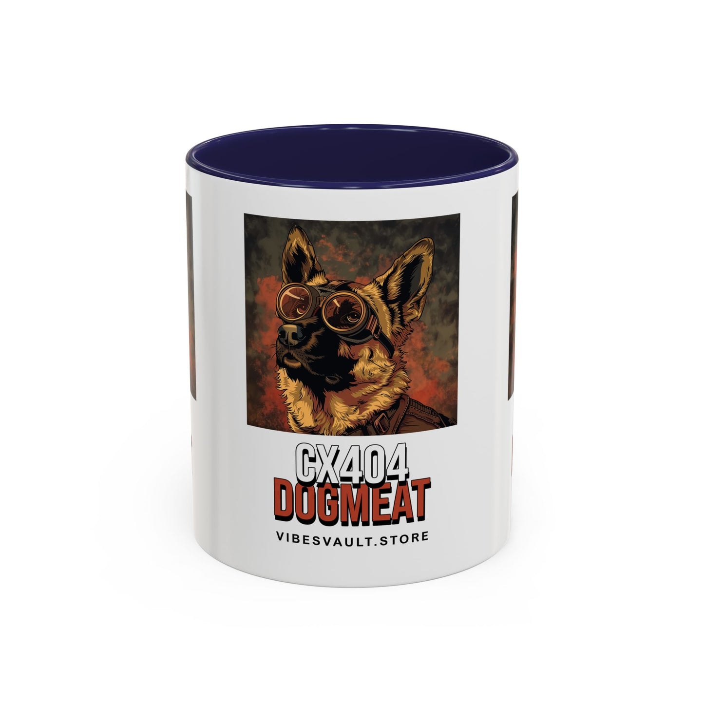 Dogmeat CX404 Accent Coffee Mug — Retro Pilot German Shepherd Gift (11/15oz)