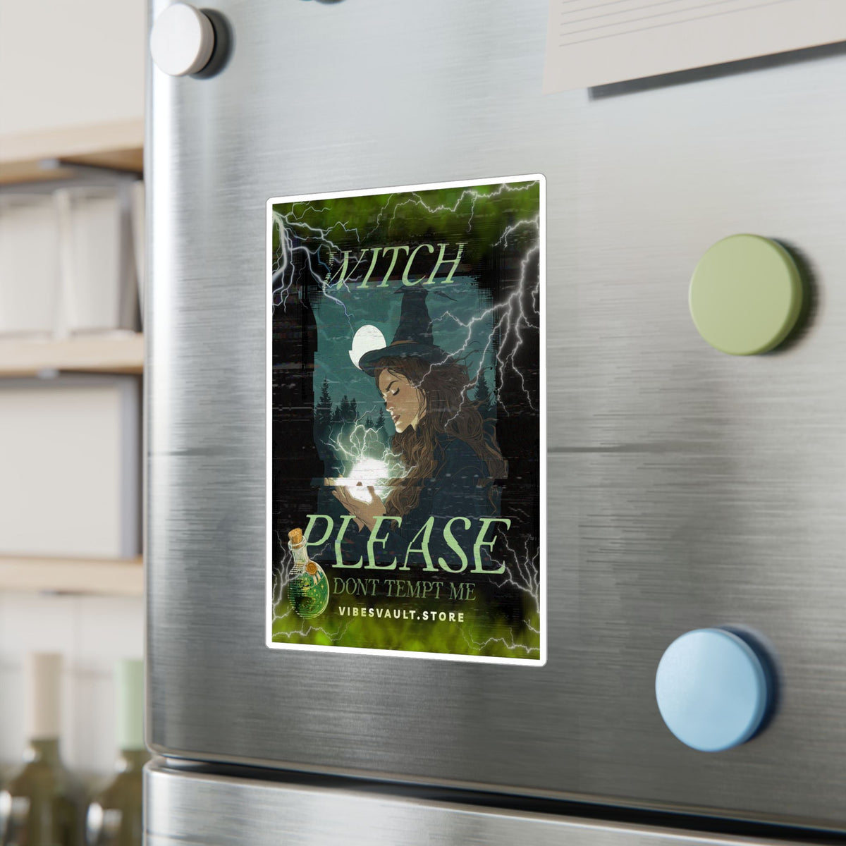 Witch Please Vinyl Sticker — 'Don't Tempt Me' Mystic Kiss-Cut Decal— Halloween 2026