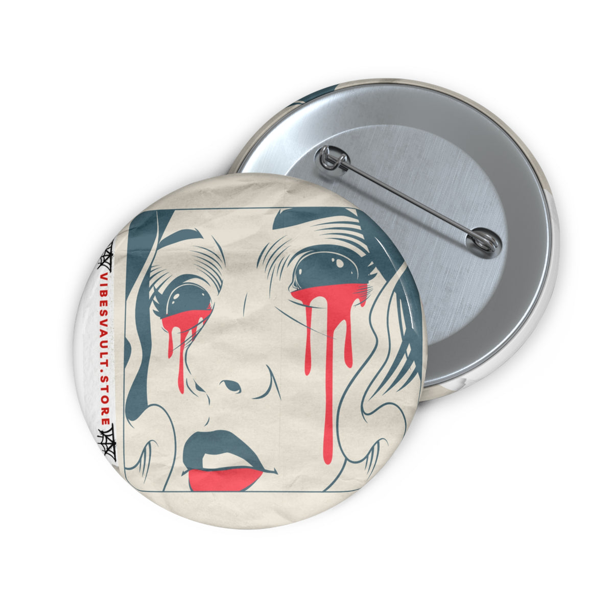 Scary Face Magic Tears Button Badge - Fall Halloween 2026