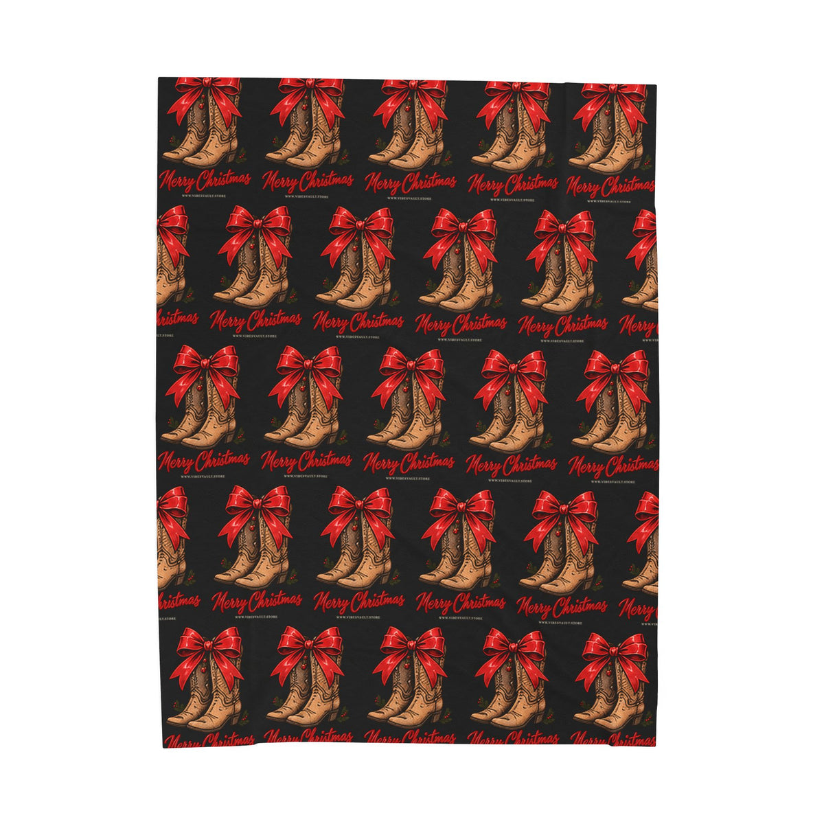 HOLIDAY Merry Christmas Boots Velveteen Plush Blanket