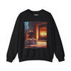 Crewneck Sweatshirt — Cozy Cat by the Fireplace Graphic