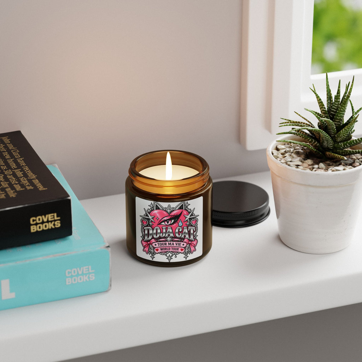 Pink Heart Chrome Eye Amber Jar Soy Candle