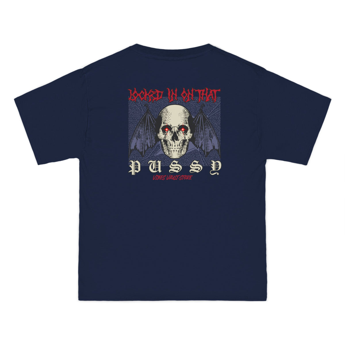 "Locked in on that Pussy" Humor Bat Skull - T-shirt Top - Retro Graphic Tee - Fall Halloween 2026