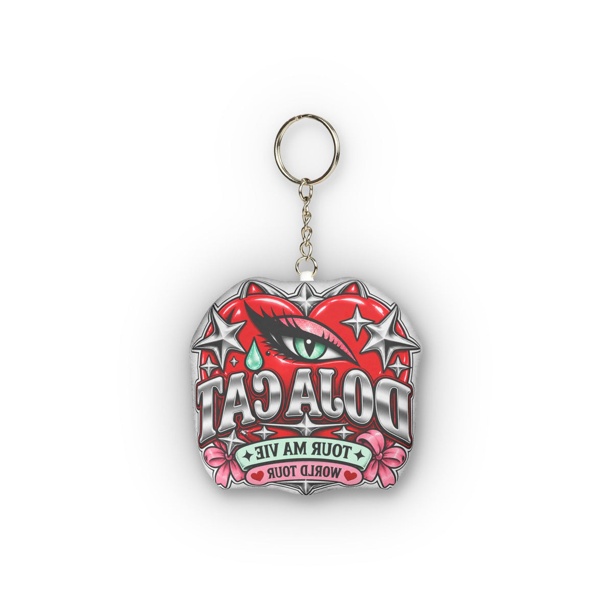 Red Heart Chrome Eye Custom Shape Mini Plush Keychain
