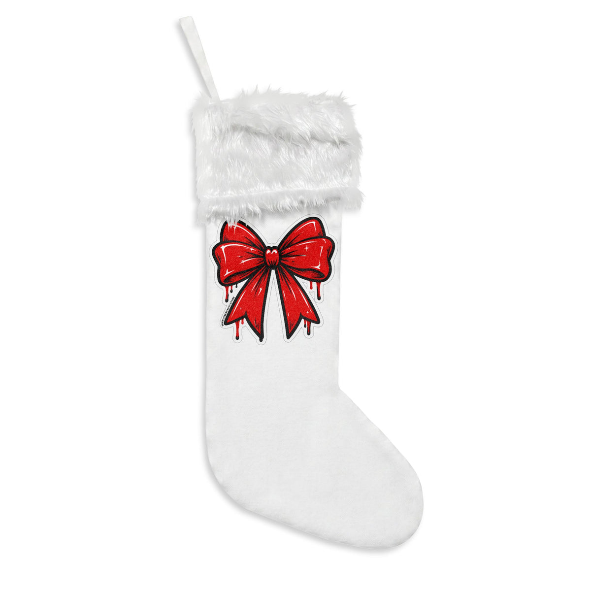 Flannel Christmas Stocking with Red Bow - Plush Holiday Mantel Decor