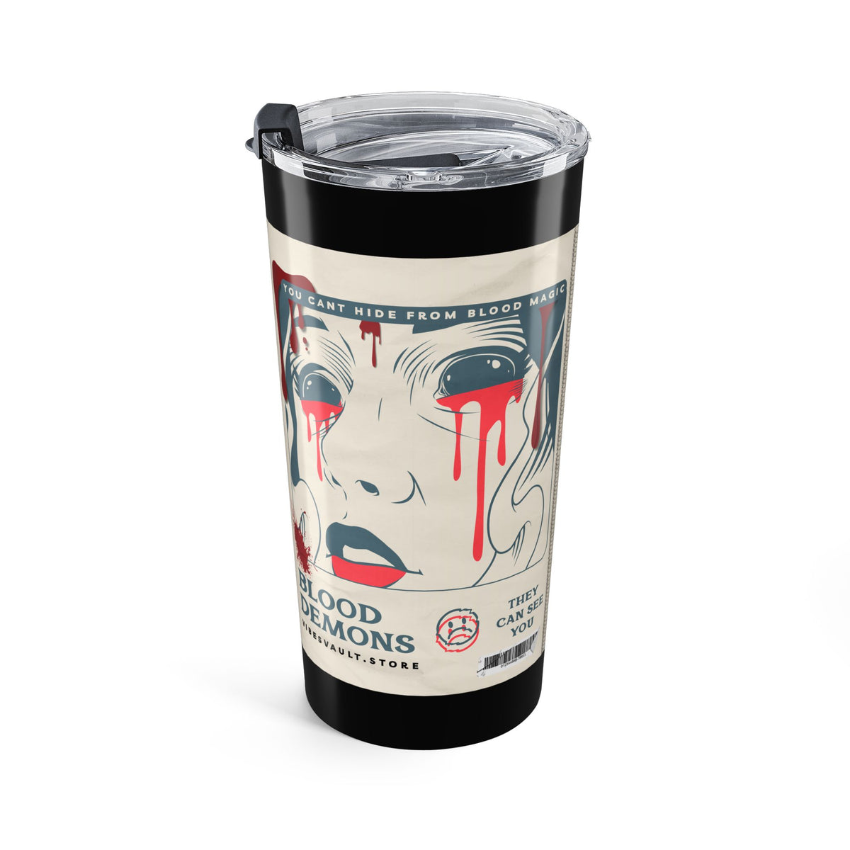 20oz Horror Poster Tumbler — “Blood Demon” Retro Vampire Travel Cup— Halloween 2026