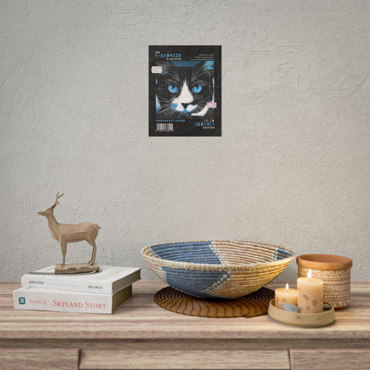 Halloween Cat Poster - "Black Cat Magic" October Magazine Cover