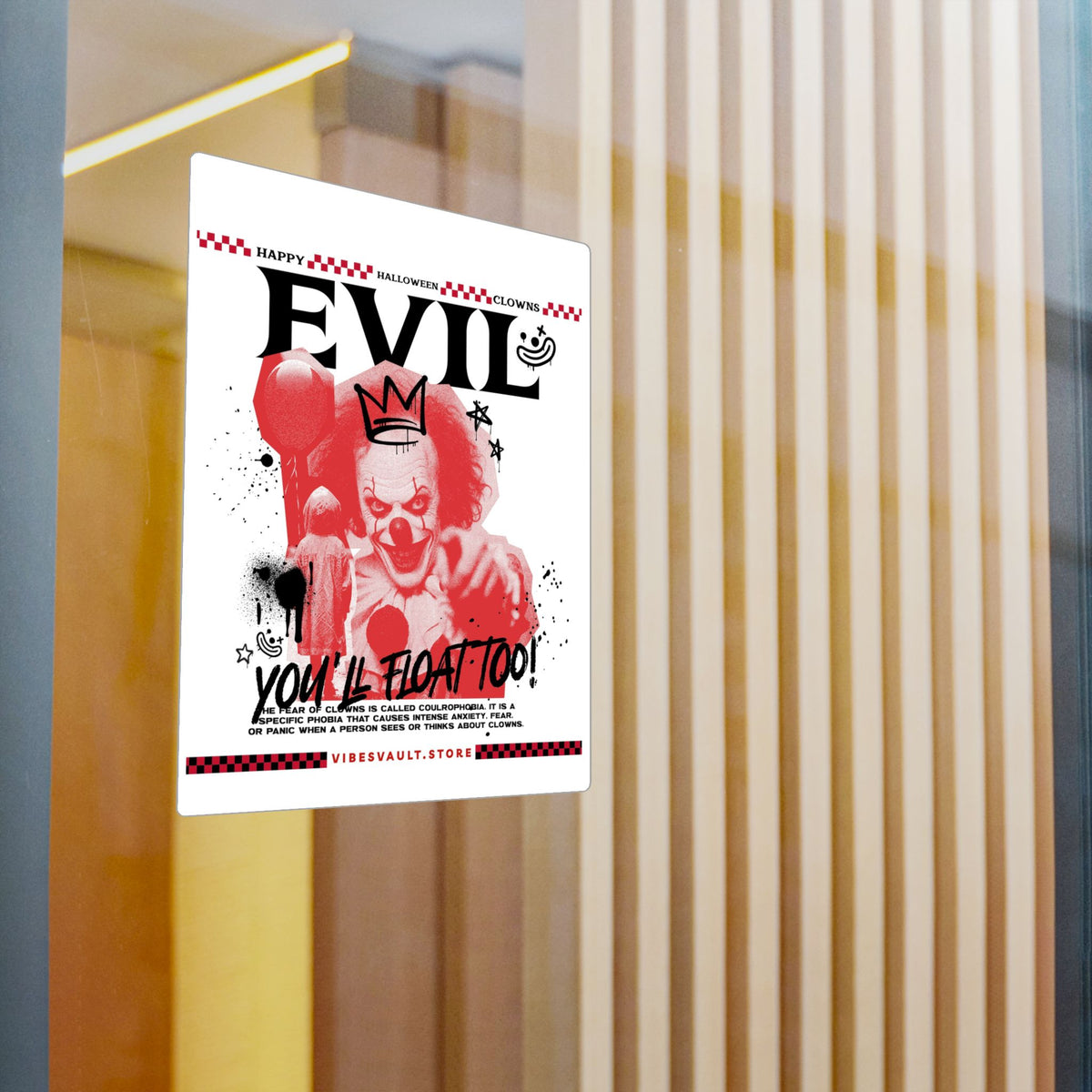 Evil Clown Kiss-Cut Vinyl Decal — Horror Halloween Sticker— Halloween 2026