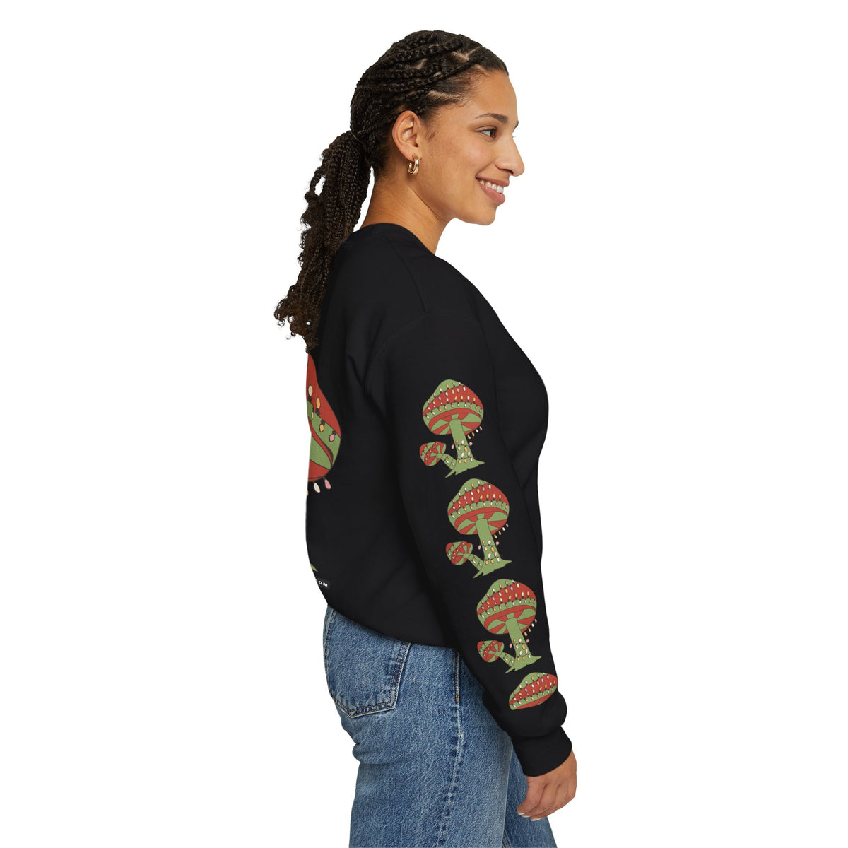 Mushroom Tree Crewneck Sweatshirt — Festive Toadstool Holiday Graphic