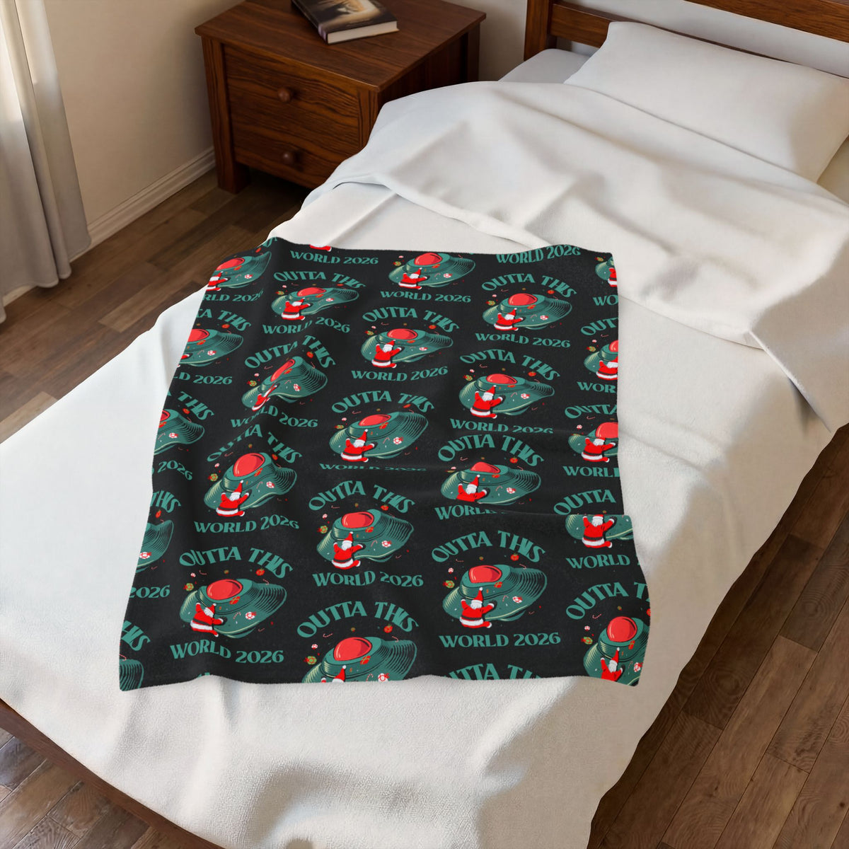 Velveteen Plush Blanket — 'Outta This World' Alien UFO Pattern (World 2026)