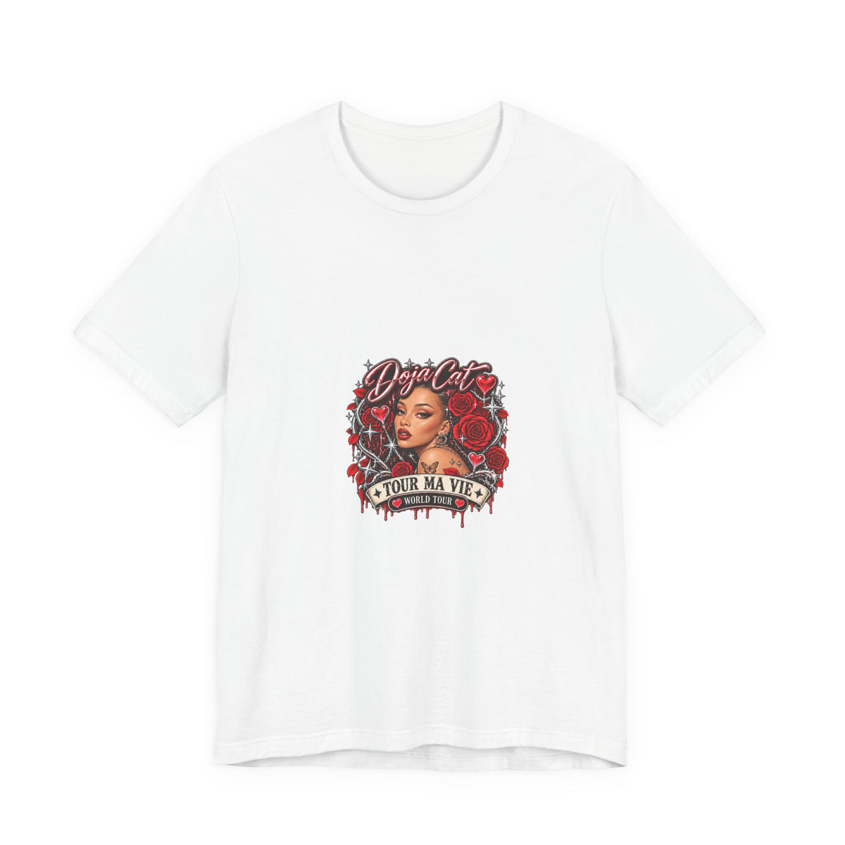 Red Roses Chrome Portrait Bella+Canvas Jersey Tee