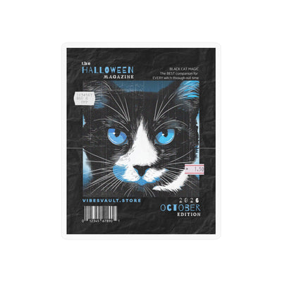 Sticker - 'Halloween Magazine' Black Cat Kiss-Cut Vinyl Decal October Edition — Halloween 2026