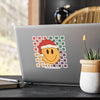 Christmas Smile Sticker — Retro Smiley Face Kiss-Cut Vinyl Decal