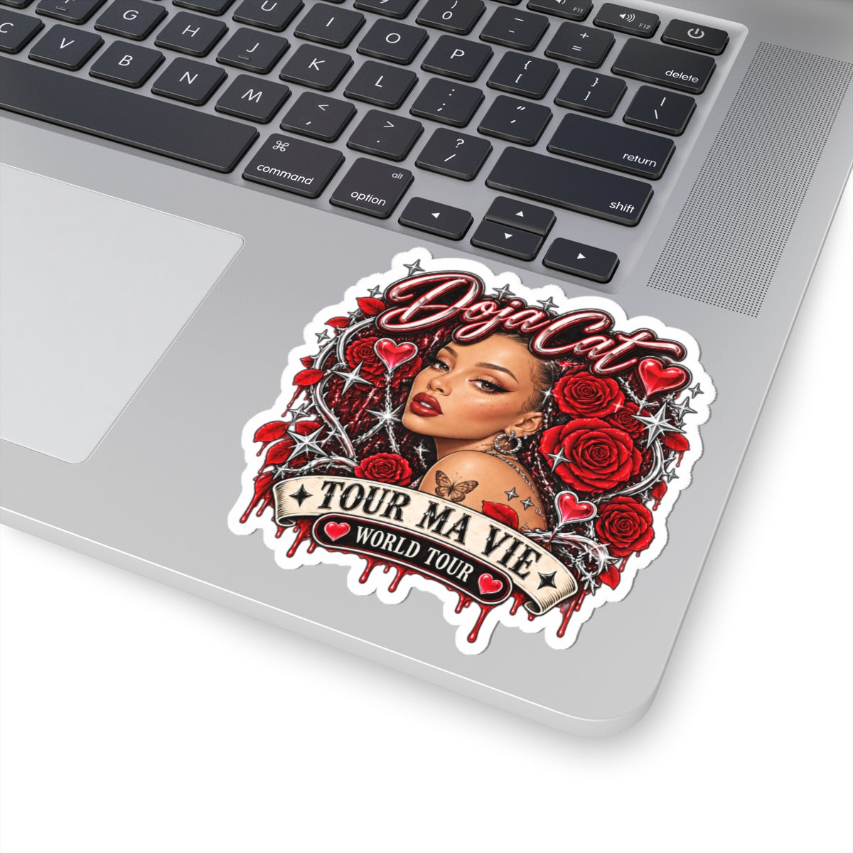 Red Roses Chrome Portrait Kiss-Cut Stickers